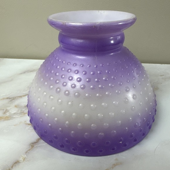 Purple Lavender Milk Glass Hobnail Lamp Shade 8" Fitter Vintage Replacement - Picture 9 of 10